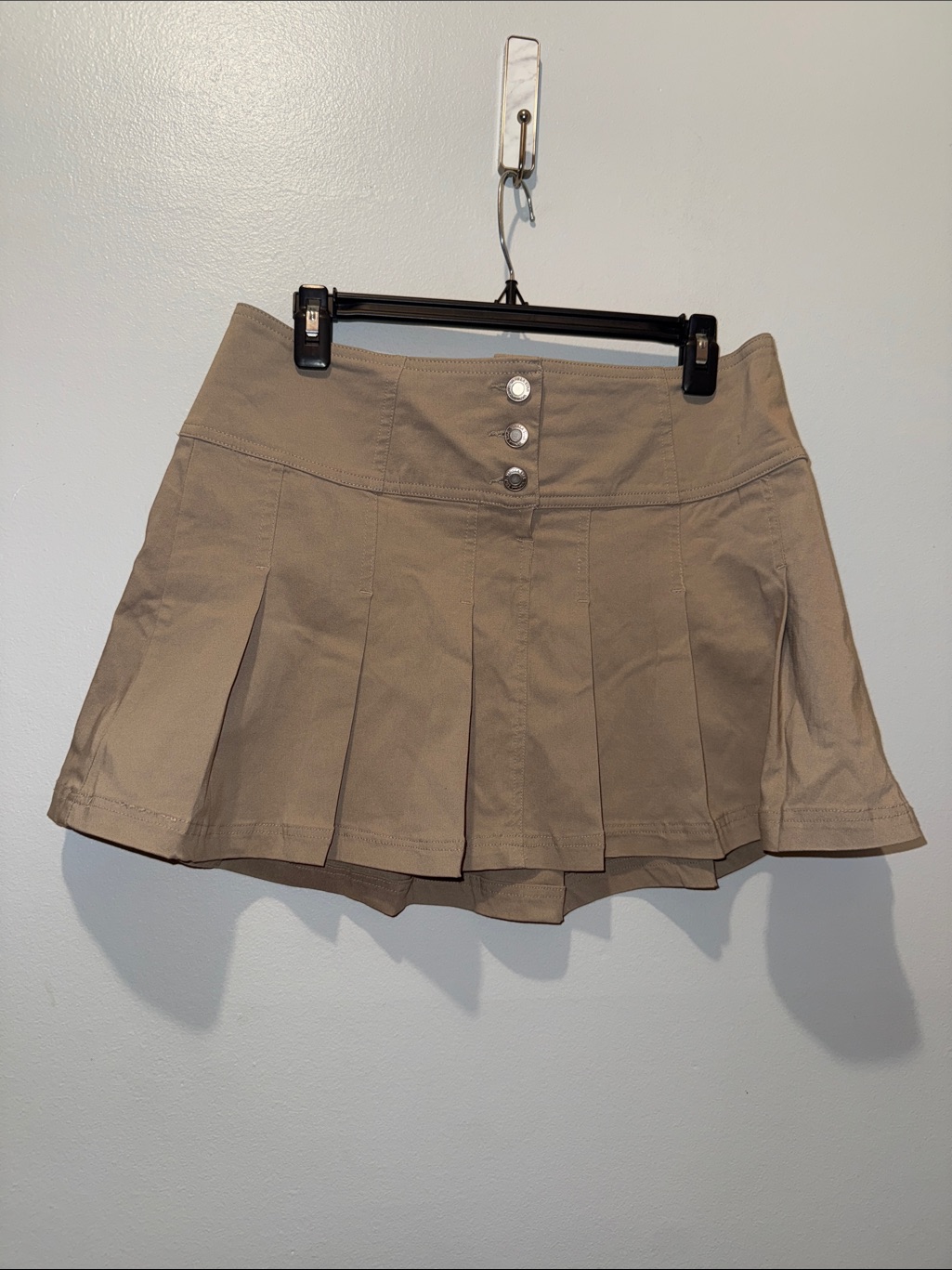 Vanilla Star Large Juniors Tan Pleated Mini Skirt